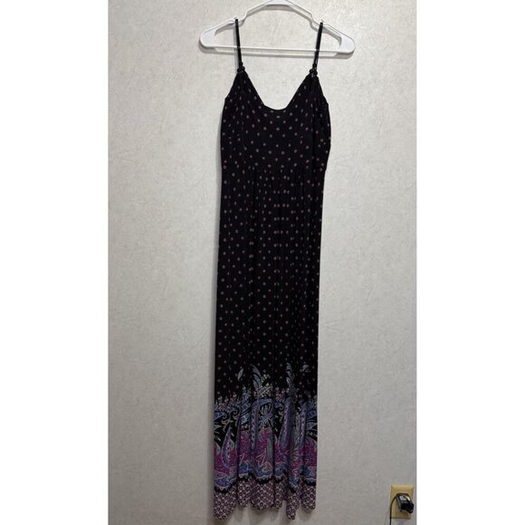 American Living Floral Paisley Purple Maxi Dress Strappy Beaded Beach Boho Sz 4 - Picture 3 of 14
